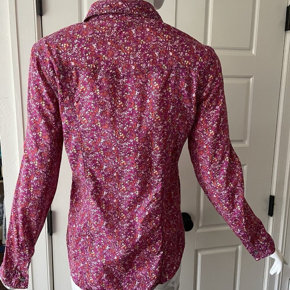 Old Navy Floral Long Sleeve Top With Pearl Snap Button Women's Size Medium - Picture 2 of 10